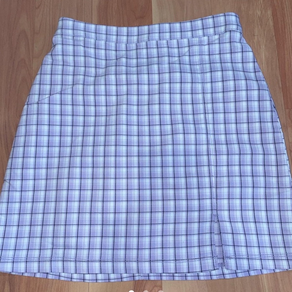 purple plaid mini skirt